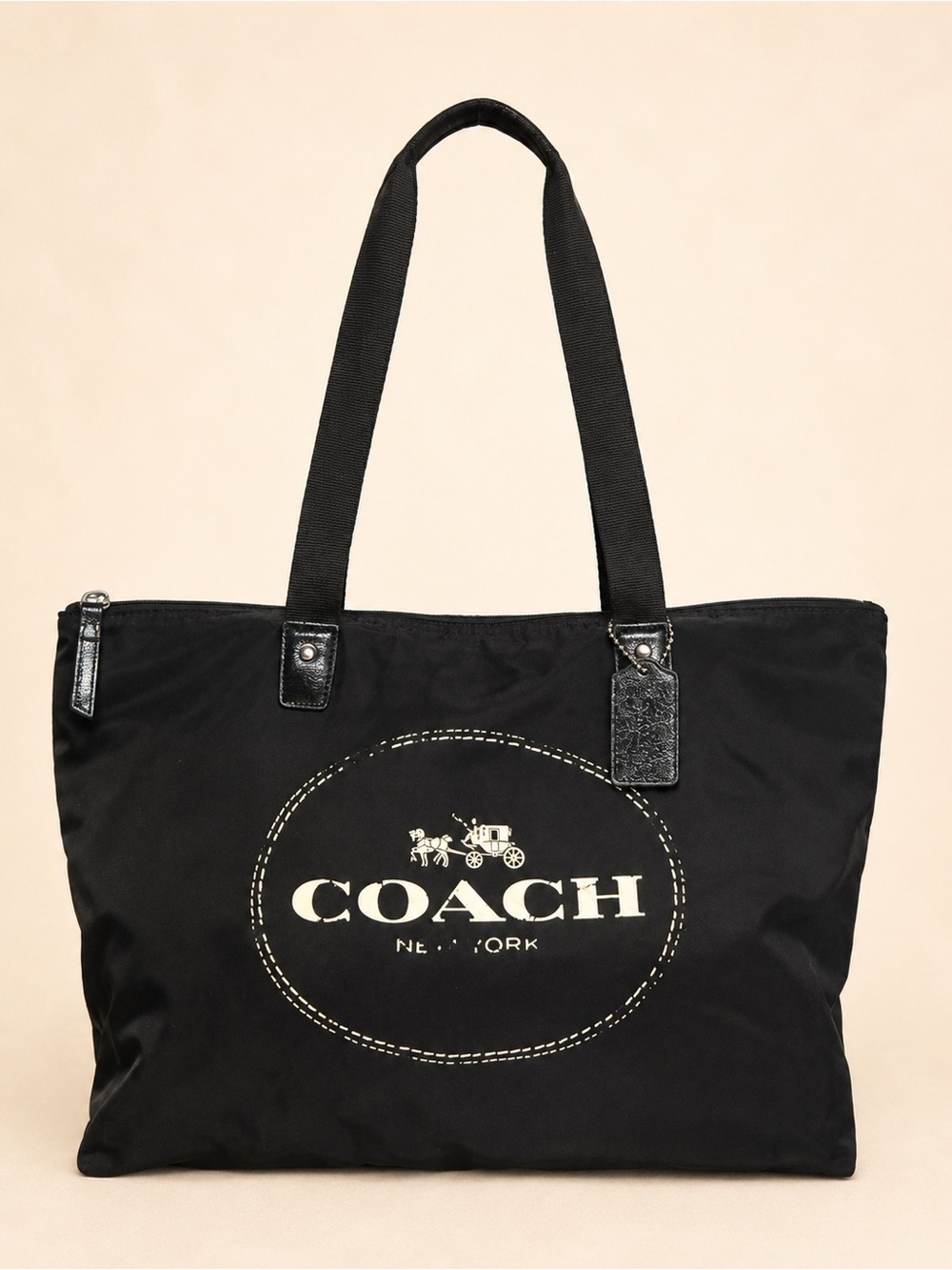 Coach Getaway Packable Nylon Tote F32812 Black Travel Bag + Pouch - Picture 2 of 13